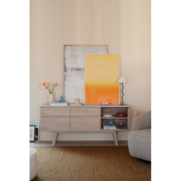 Gaiša dabīga toņa ozola masīvkoka kumode 170x77x42 cm Cleardale – Rowico-image-3