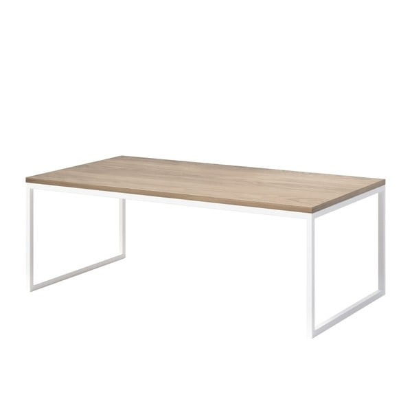 Kafijas galdiņš ar ozolkoka virsmu un baltu pamatni MESONICA Eco, 110 x 60 cm