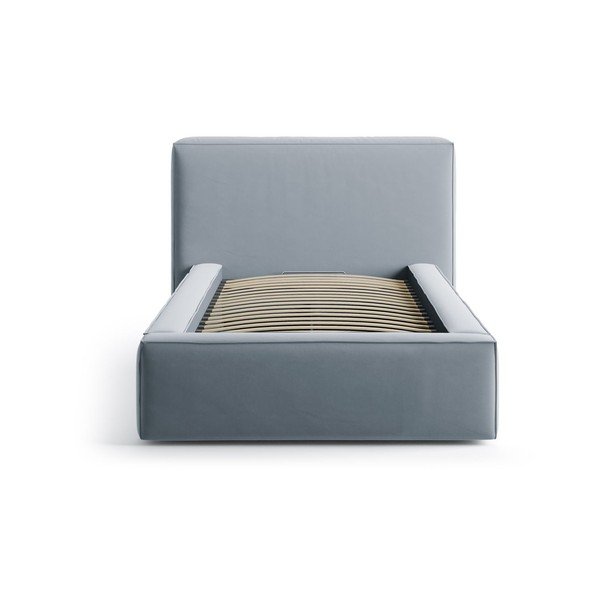 Gaiši zila polsterēta vienvietīga gulta ar veļas kasti un redelēm 90x200 cm Jodie – Micadoni -image-3