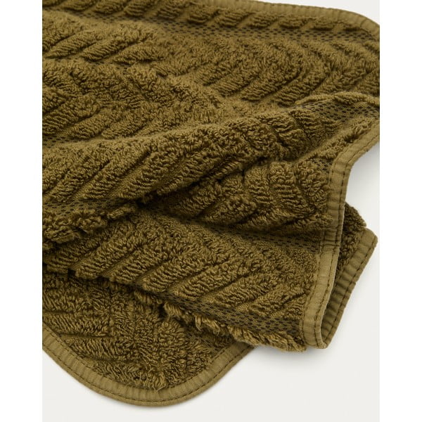 Zaļš frotē kokvilnas dvielis 30x50 cm Rune – Kave Home-image-2