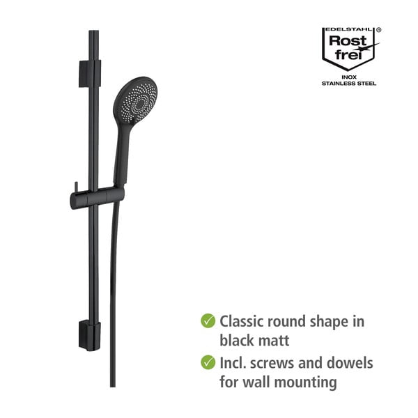 Melns nerūsējošā tērauda dušas komplekts 70cm Water Saving – Wenko-image-3