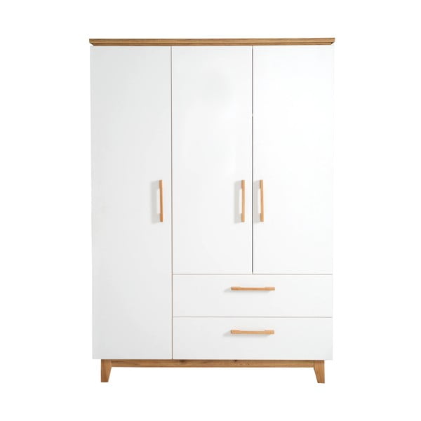 Balts bērnu drēbju skapis ar ozolkoka imitāciju 135x200 cm Finn – Roba-image-2