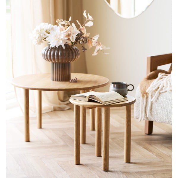 Ozola masīvkoka apaļš sānu galdiņš ø 40 cm Jena – House Nordic-image-2