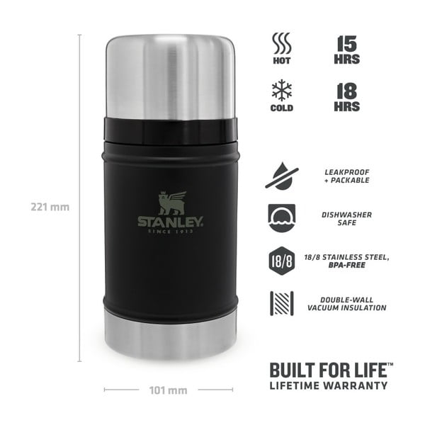 Melns nerūsējošā tērauda termoss pārtikai 700 ml Legendary Classic Black – Stanley-image-4