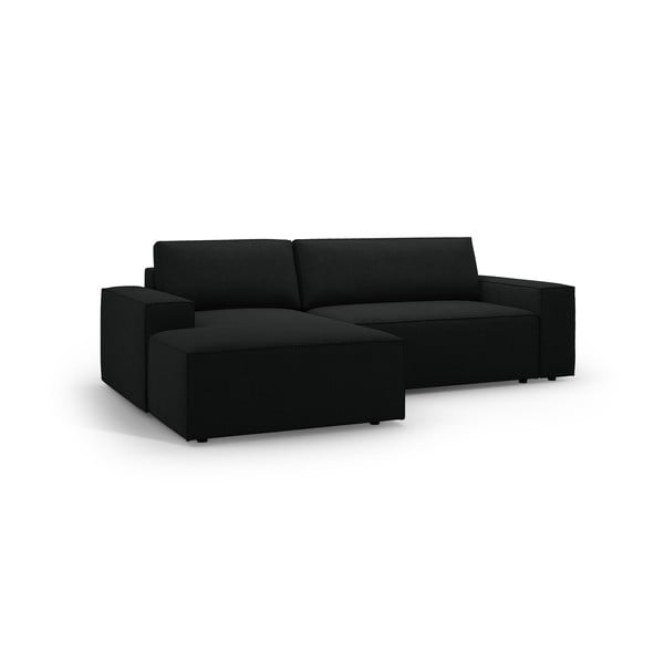 Melns salokāms stūra dīvāns no buklē auduma (ar kreiso stūri) Jodie – Micadoni Home-image-2