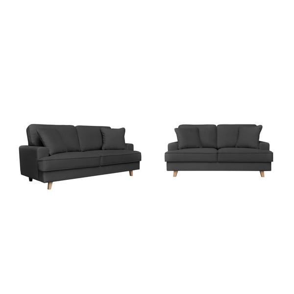 2 tumši pelēku divvietīgu un trīsvietīgu dīvānu komplekts Cosmopolitan design Madrid
