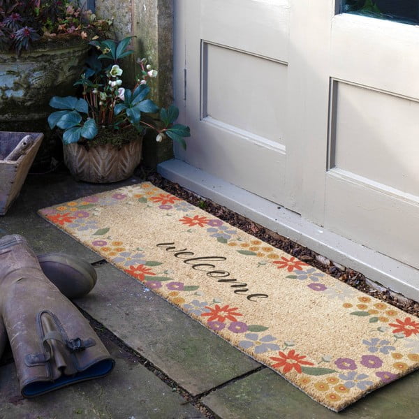 Kokosšķiedras kājslauķis 40x120 cm Welcome Floral – Artsy Doormats-image-1