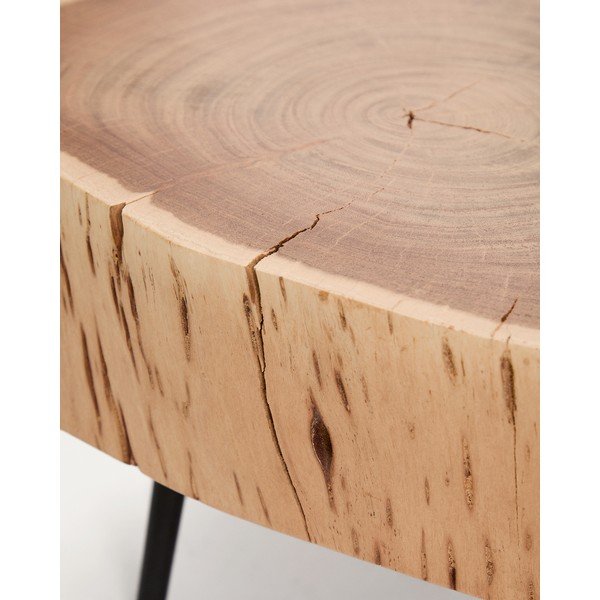 Dabīga toņa apaļš žurnālgaldiņš ar akācijas koka galda virsmu 49x47 cm Tanive – Kave Home-image-4
