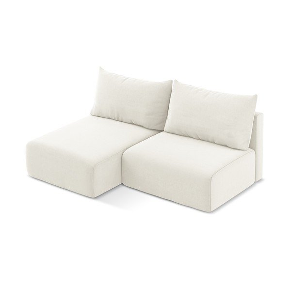 Krēmkrāsas samta salokāms stūra dīvāns ar uzglabāšanas vietu (ar kreiso stūri/ar zvilni) Kalena – Makamii-image-3