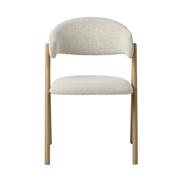 Krēmkrāsas/dabīga toņa polsterēts ēdamistabas krēsls ar roku balstiem Frances – Unique Furniture-image-3