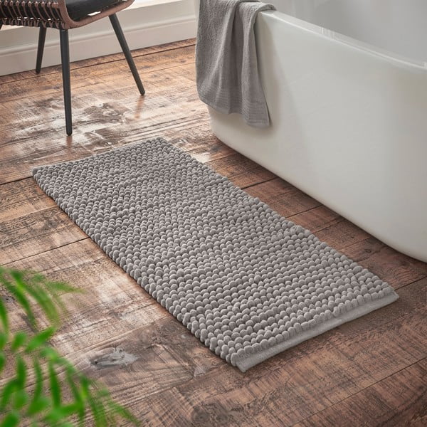 Pelēks vannas istabas paklājiņš 50x120 cm Aspen Bobble – Bianca