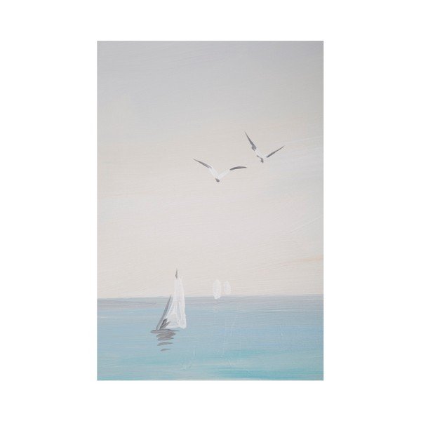 Ar rokām apgleznota glezna priežu koka rāmī Mauro Ferretti Pludmales glābšanas riņķis, 30 x 90 cm-image-4