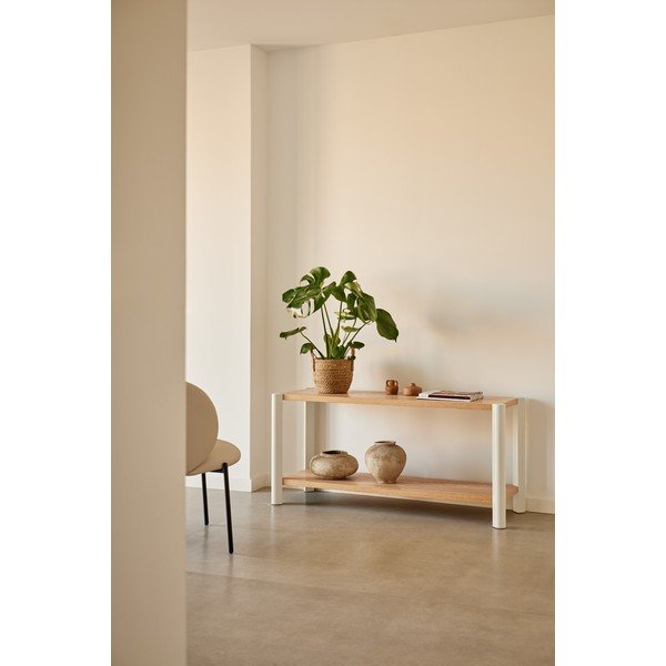 Krēmkrāsas/gaiša dabīga toņa plaukts ar ozolkoka imitāciju 126x59x43 cm Bona – Teulat-image-1