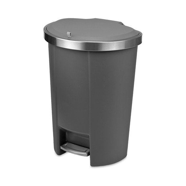Pelēka plastmasas atkritumu tvertne ar pedāli 50 l – Addis