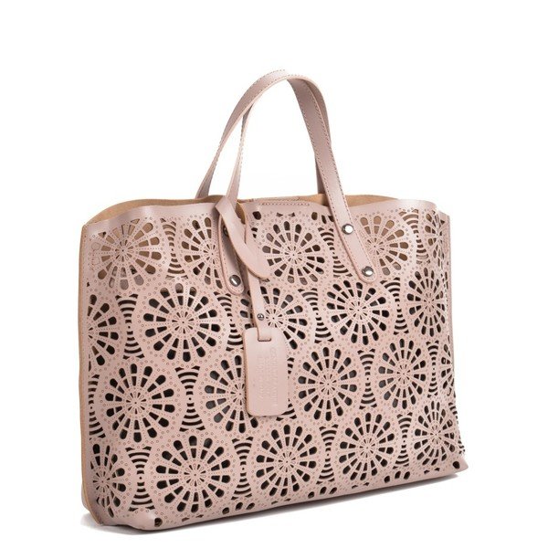 Rozā un smilškrāsas ādas rokassomiņa Mangotti Somas Lulia-image-4