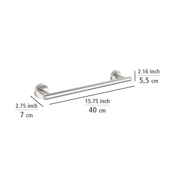 Matētas sudraba krāsas nerūsējošā tērauda sienas dvieļu turētājs Bosio – Wenko-image-3