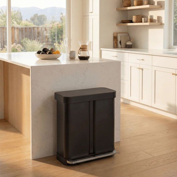 Matēti melna atkritumu šķirošanas/ar pedāli tērauda atkritumu tvertne 34+24 l – simplehuman-image-2