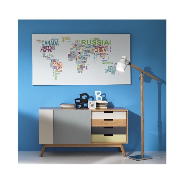 Pasaules sienas karte uz audekla Tomasucci Text World, 80 x 160 cm-image-1