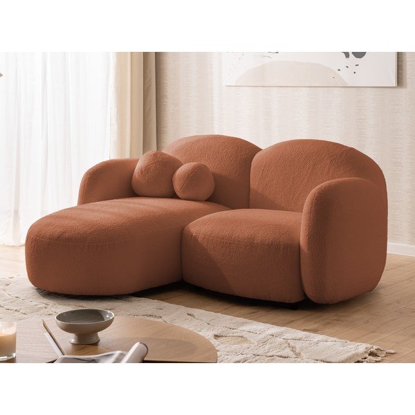 Terakotas oranžs stūra dīvāns no buklē auduma (ar kreiso stūri/ar zvilni) Orbit – Ropez-image-4