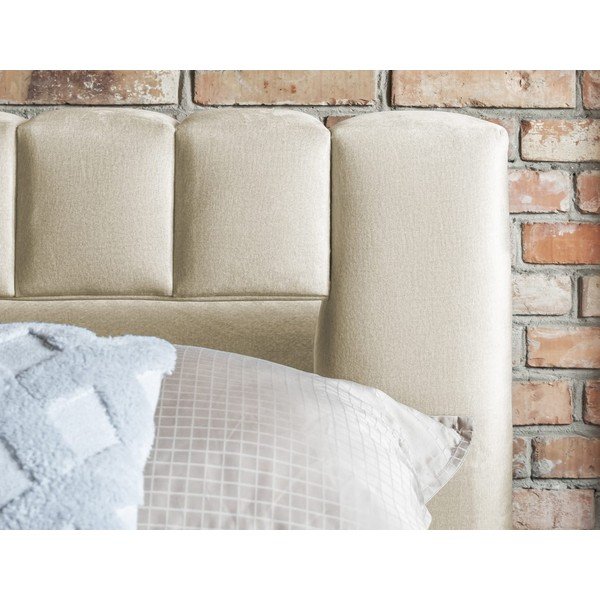 Bēša polsterēta divvietīga gulta ar veļas kasti un ar redelēm 140x200 cm Lamica – ELTAP-image-4