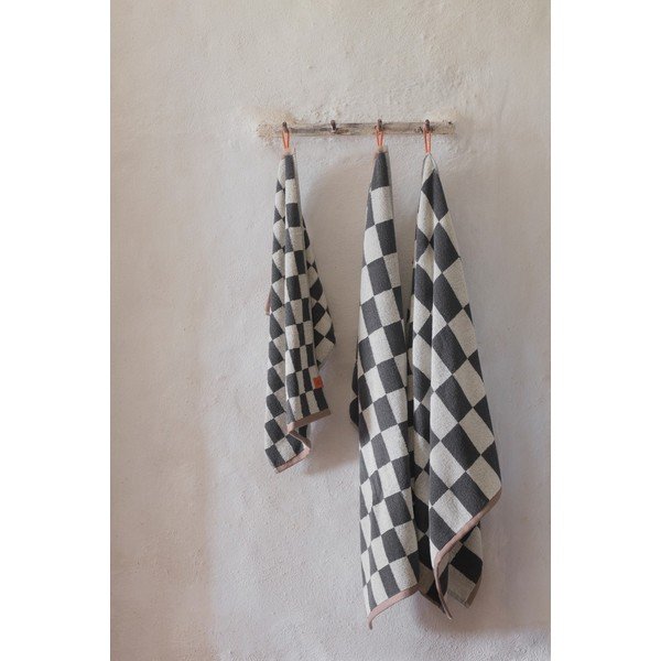 Antracīta pelēki/bēši frotē dvieļi no organiskās kokvilnas (2 gab.) 40x55 cm Retro – Mette Ditmer Denmark-image-2