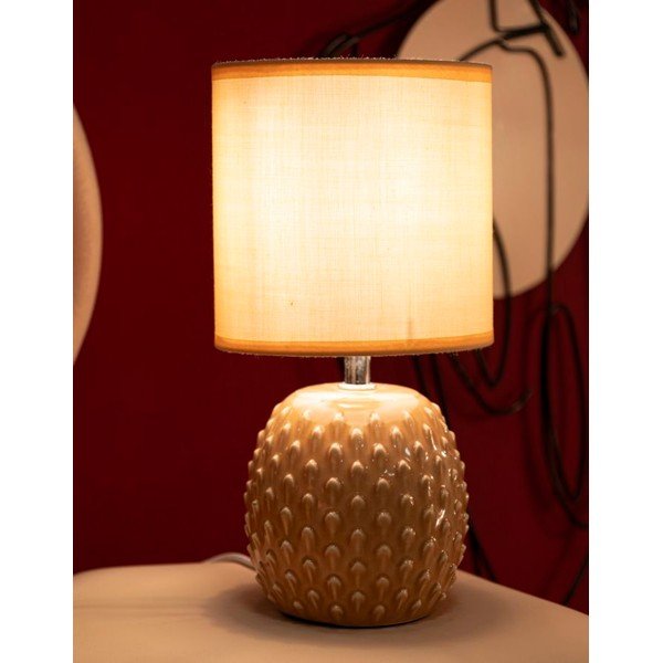 Persiku oranža keramikas galda lampa ar auduma abažūru (augstums 27 cm) Pontus – Mauro Ferretti-image-1