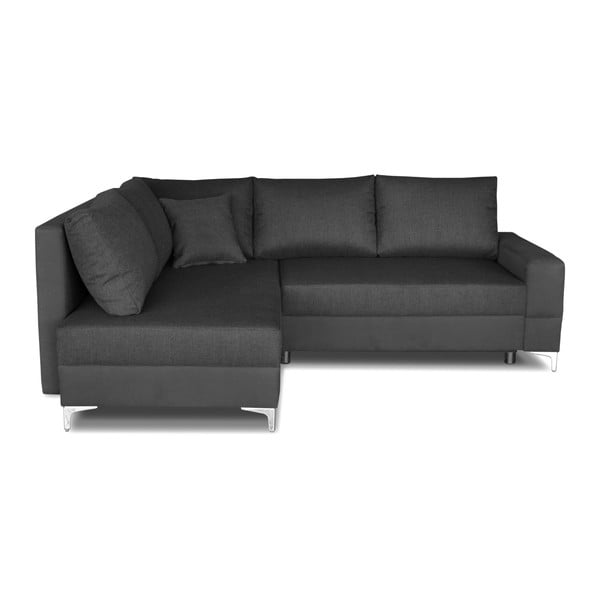 Tumši pelēka stūra dīvāns-guļamā gulta Windsor & Co. Dīvāni Zeta, kreisais stūris