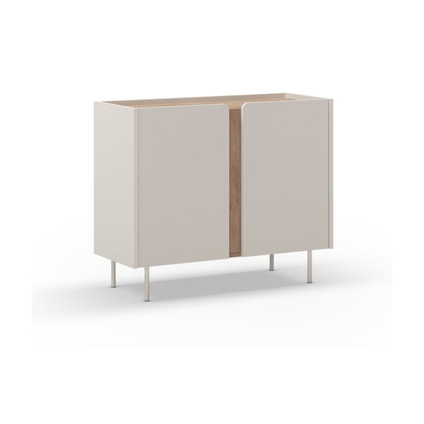 Krēmkrāsas/dabīga toņa skapītis ar ozolkoka imitāciju 100x82,5x40 cm Lucile – Marckeric-image-2