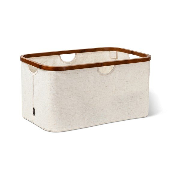 Krēmkrāsas tekstila salokāms veļas grozs Bamboo/Linen – Bigso