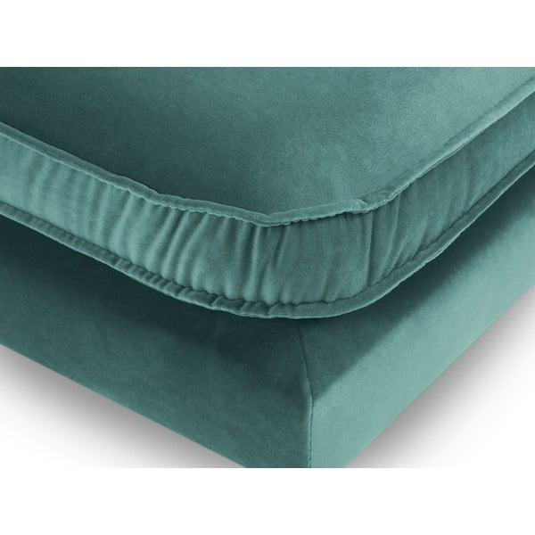 Zilganzaļš samta kāju soliņš ar melnām kājām Kooko Home Lento-image-3