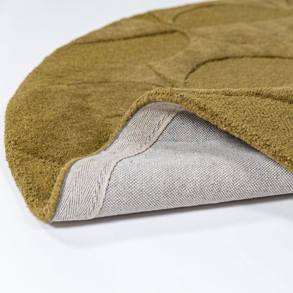 Tumši zaļš ar rokām darināts vilnas apaļš paklājs ø 160 cm Gigi – Flair Rugs-image-2