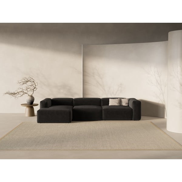 Melns stūra dīvāns (ar kreiso stūri/ar zvilni) Bergamo – Cosmopolitan Design-image-1