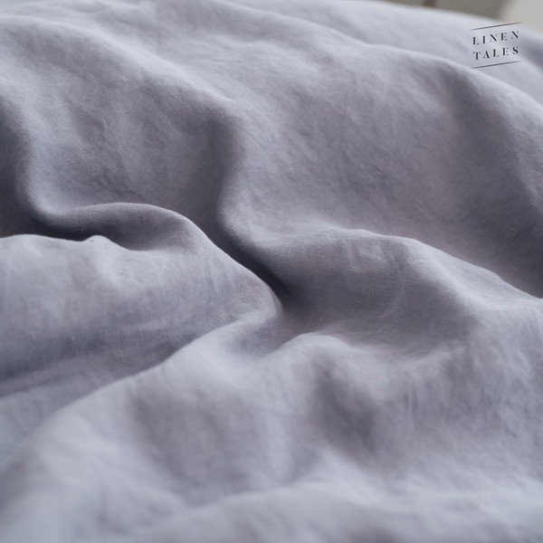 Pelēks divguļamais segas pārvalks no kaņepju šķiedras 200x200 cm – Linen Tales-image-1