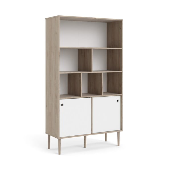 Balts grāmatplaukts ar ozolkoka imitācijas rāmi Tvilum Rome, 99 x 176 cm-image-3