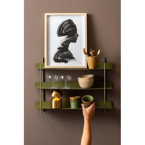 Zaļš daudzlīmeņu metāla sienas plaukts 60 cm Riqueza Tres – PT LIVING-image-1