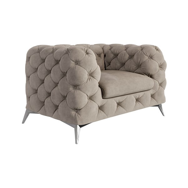 Pelēkbēšs samta atpūtas krēsls Chelsea – Ropez