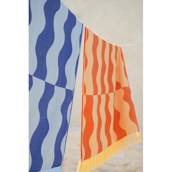 Zils kokvilnas pludmales dvielis 100x160 cm Nugo – noo.ma-image-2