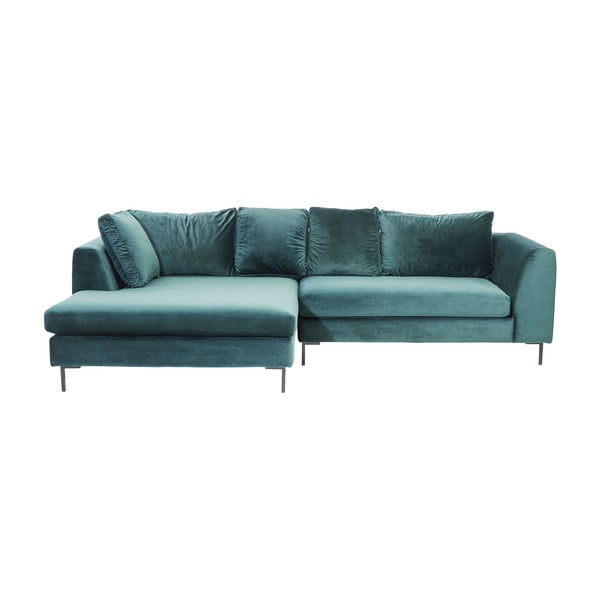 Tirkīza zils samta stūra dīvāns Kare Design Gianni, kreisais stūris