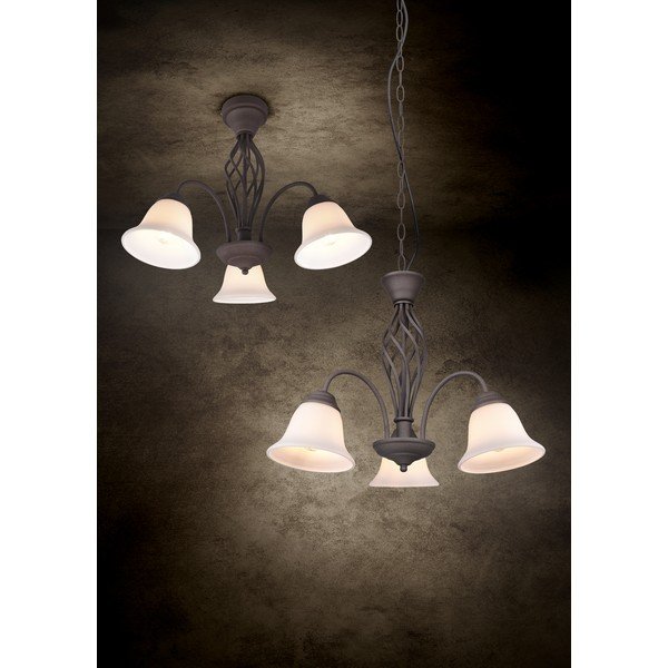 Tumši brūna griestu lampa ar stikla abažūru Rustica – Trio-image-3