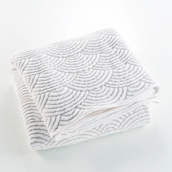 Balts/bēšs trikotāžas gultas pārklāja un spilvendrānas komplekts 220x240 cm Cassandra – douceur d'intérieur