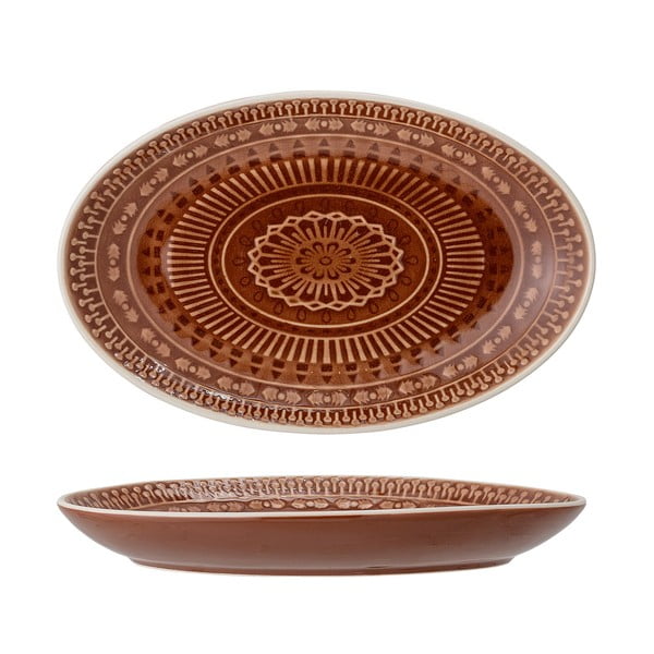 Brūni sarkans servēšanas šķīvis Bloomingville Rani, 22,5 x 14 cm-image-3