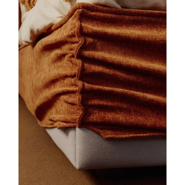 Terakotas oranža polsterēta divvietīga gulta no šenila ar veļas kasti ar redelēm 160x200 cm Arvian – Kave Home-image-2