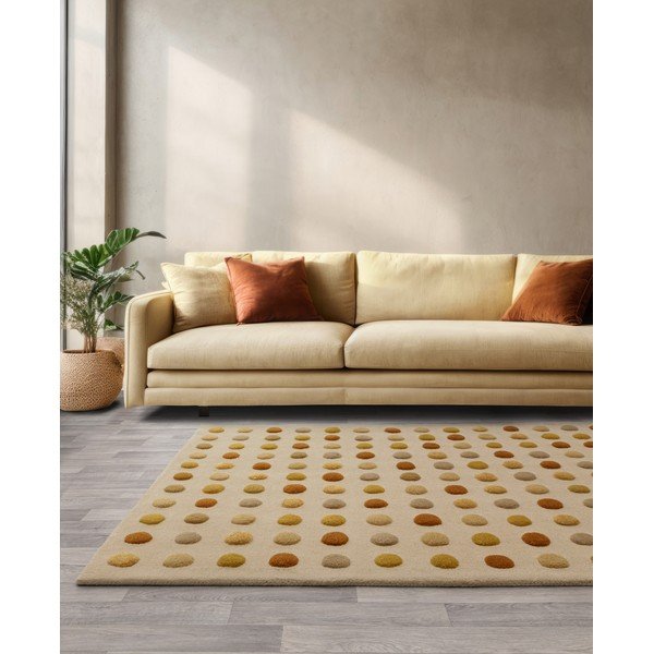 Dzeltens ar rokām darināts vilnas paklājs 160x230 cm Dotty – Asiatic Carpets-image-1