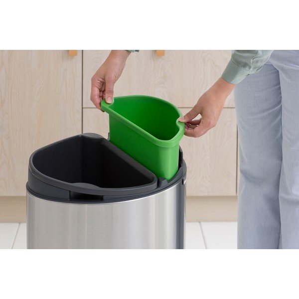 Matētas sudraba krāsas ar pieskārienu atverama atkritumu šķirošanas tērauda tvertne 33 l Touch Bin Recycle – Brabantia-image-4