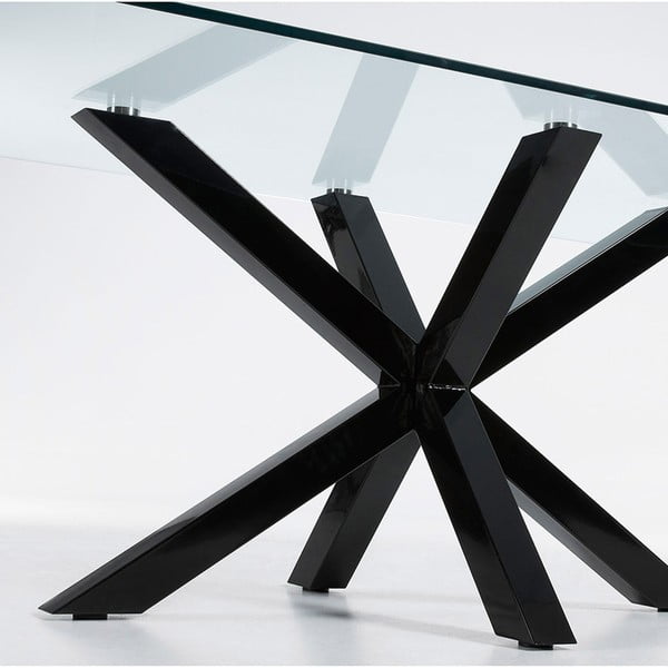 Ēdamgalds ar stikla virsmu un melnu pamatni Kave Home, 160 x 90 cm-image-4