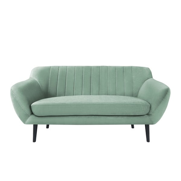Piparmētru zaļš dīvāns diviem Mazzini Sofas Toscane, melnas kājas