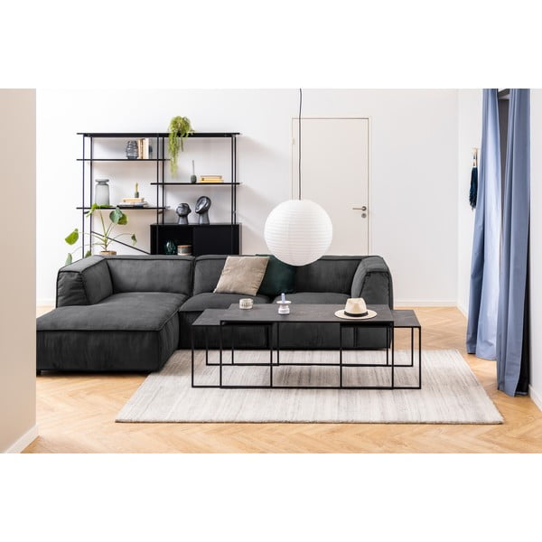 Matēti melni žurnālgaldiņi ar marmora imitācijas galda virsmu (3 gab.) 60x120 cm Infinity – Actona-image-1