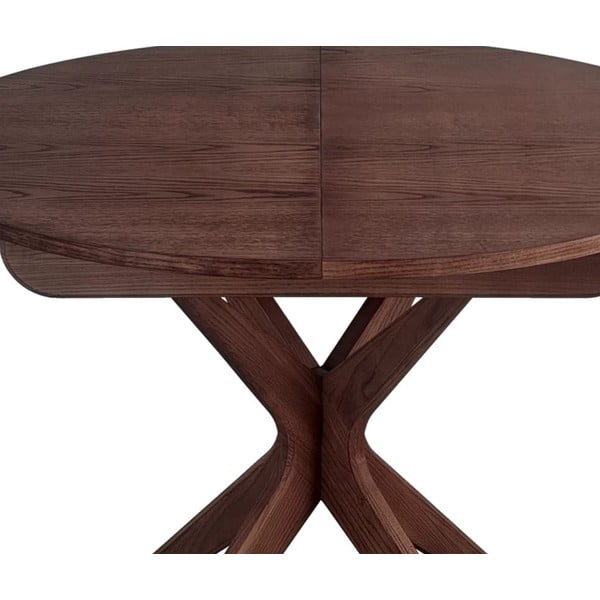 Apaļš izvelkams ēdamgalds ar papildu galda virsmu ar riekstkoka imitāciju ø 90 cm Jubi – Ragaba-image-2