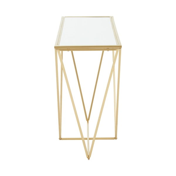 Zelta krāsas konsoles galds ar stikla galda virsmu 40x120 cm Farran – Premier Housewares-image-4