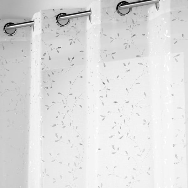 Balts/sudraba krāsas dienas aizkars no voiles 140x240 cm Floressia – douceur d'intérieur-image-1